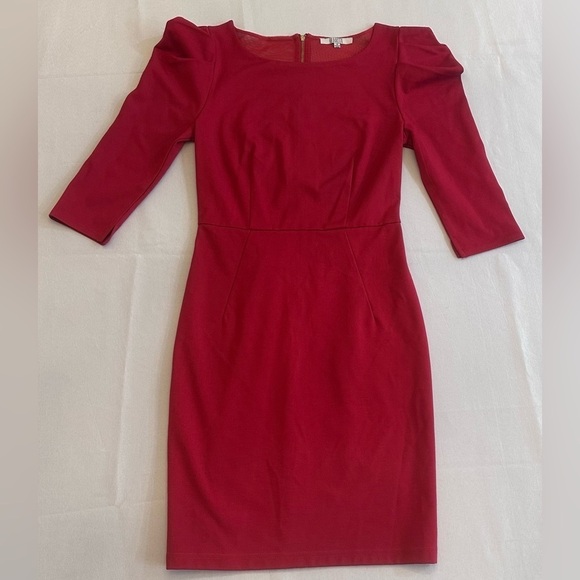 NWT BB DAKOTA Women’s Fitted Puff Shoulder, 3/4 Sleeve Dress, Size Small. - Picture 1 of 5